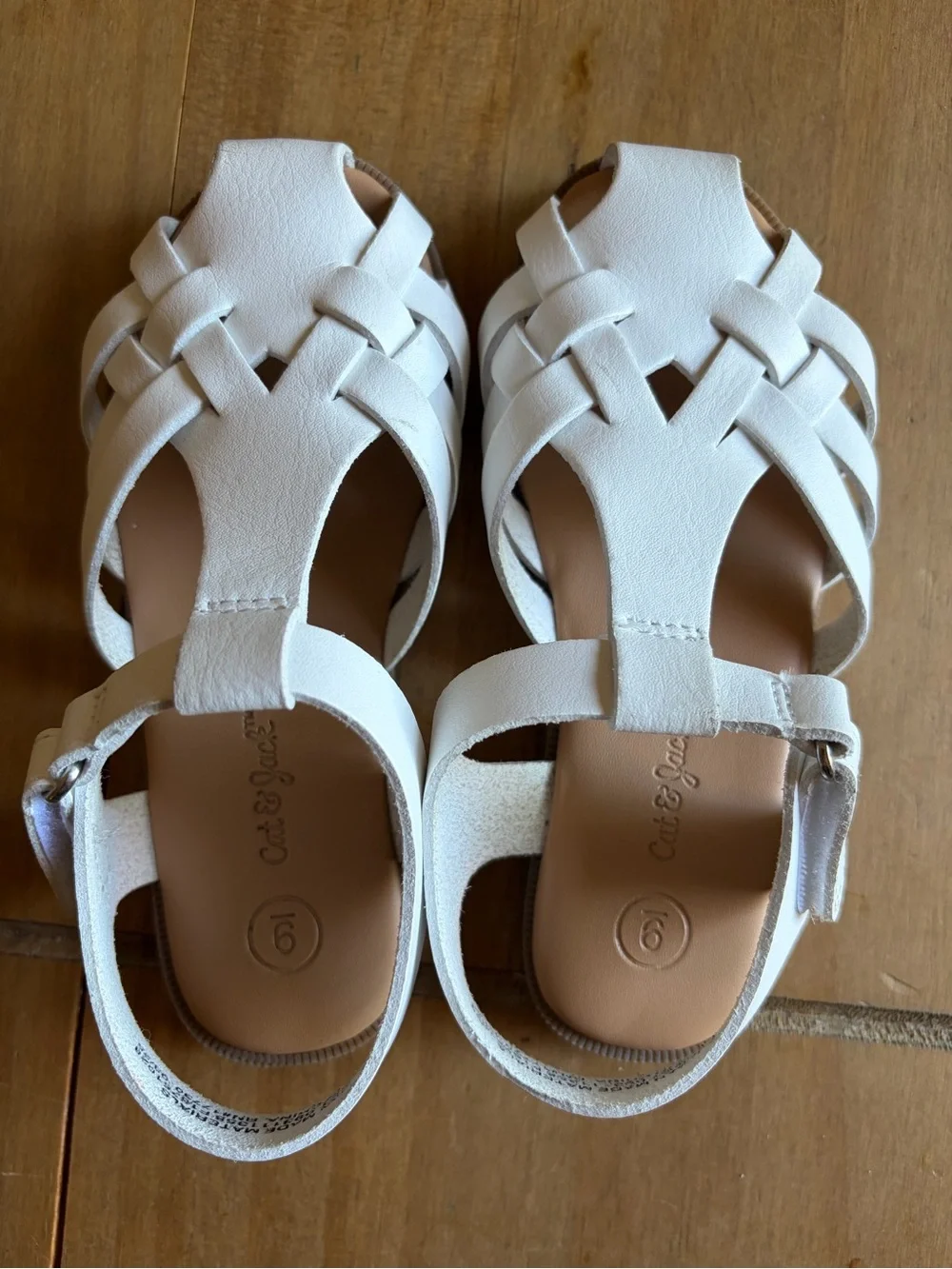 Cat & Jack White Braided T-Strap Kids Sandals